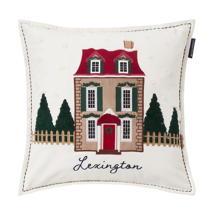 House ekologisk capa de almofada em algodão veludo 50x50 cm - Branco-multi - Lexington