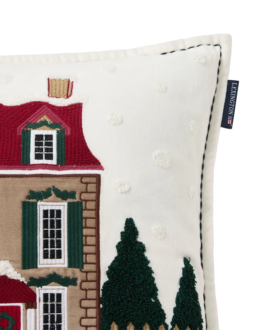 House ekologisk capa de almofada em algodão veludo 50x50 cm, Branco-multi Lexington