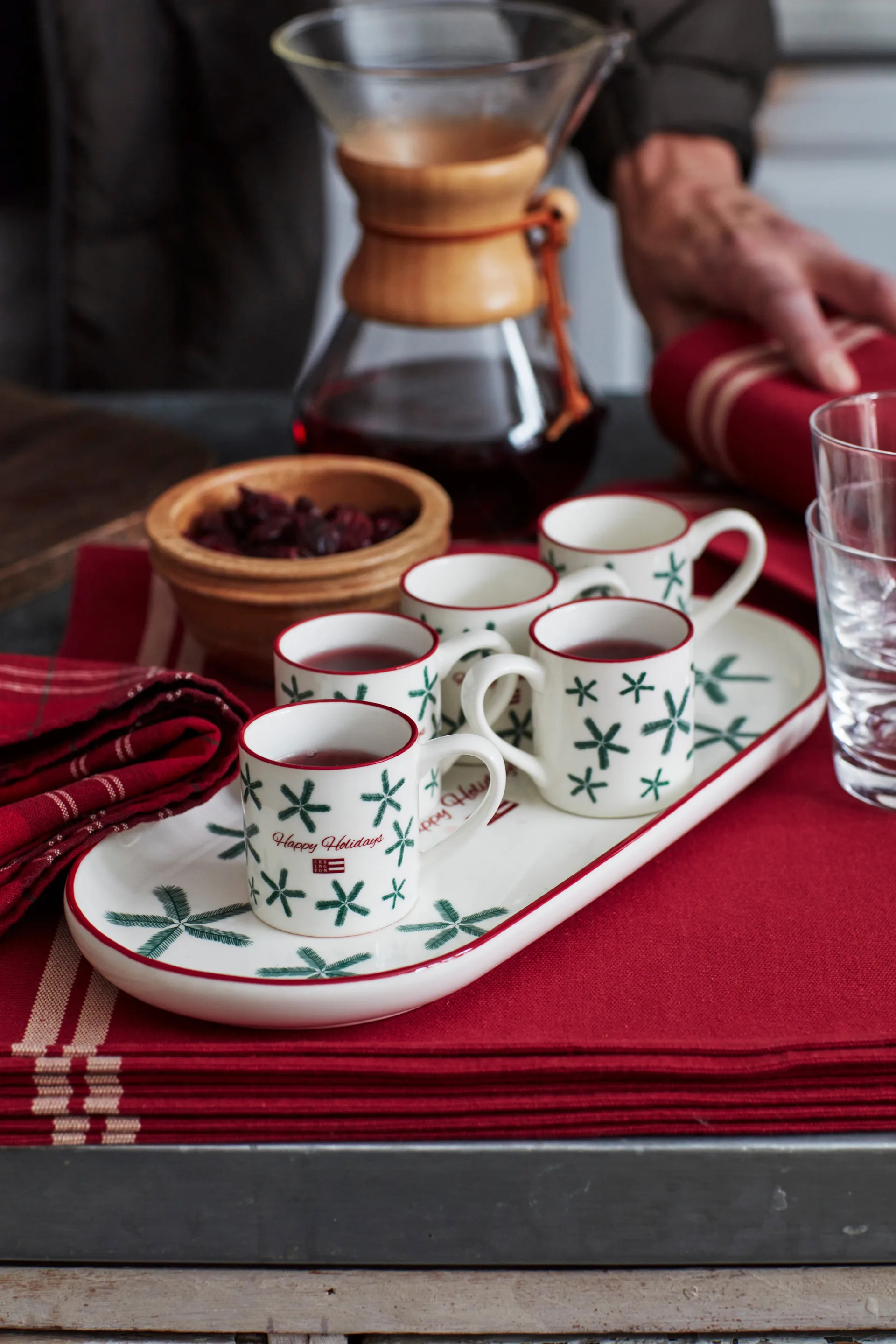 Individual Striped Org Algodão Rib 40x50 cm, vermelho-bege Lexington