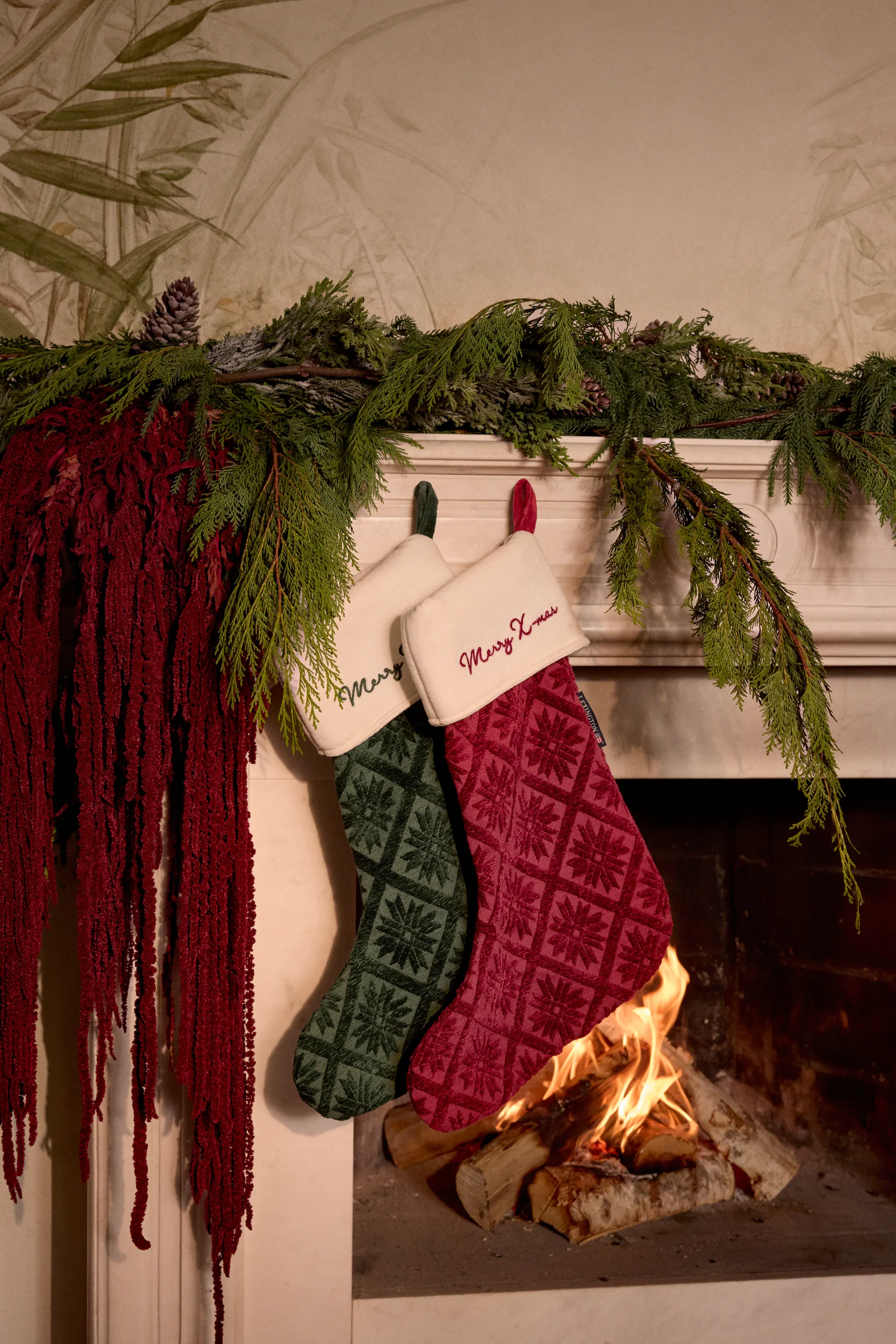 Jacquard ekologisk meia de Natal em algodão/viscose, Vermelho Lexington