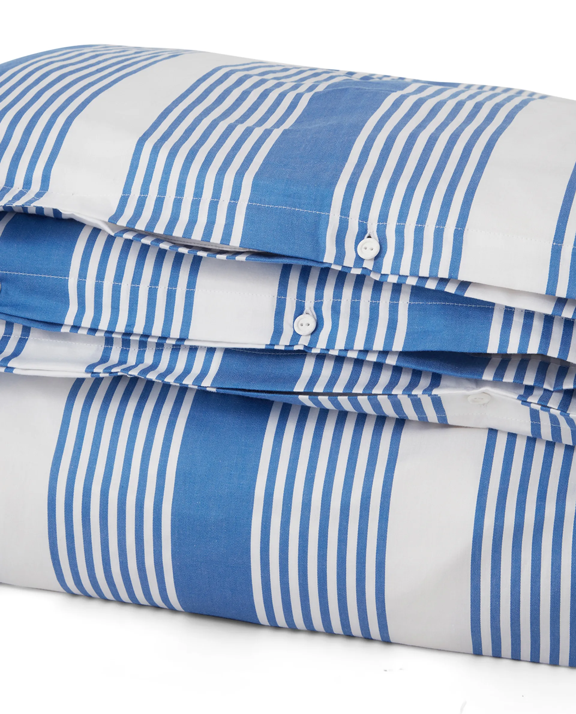 Jogo de cama Striped algodão e cetim 150x210 cm, Azul-branco Lexington