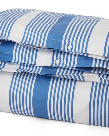 Jogo de cama Striped algodão e cetim 150x210 cm - Azul-branco - Lexington