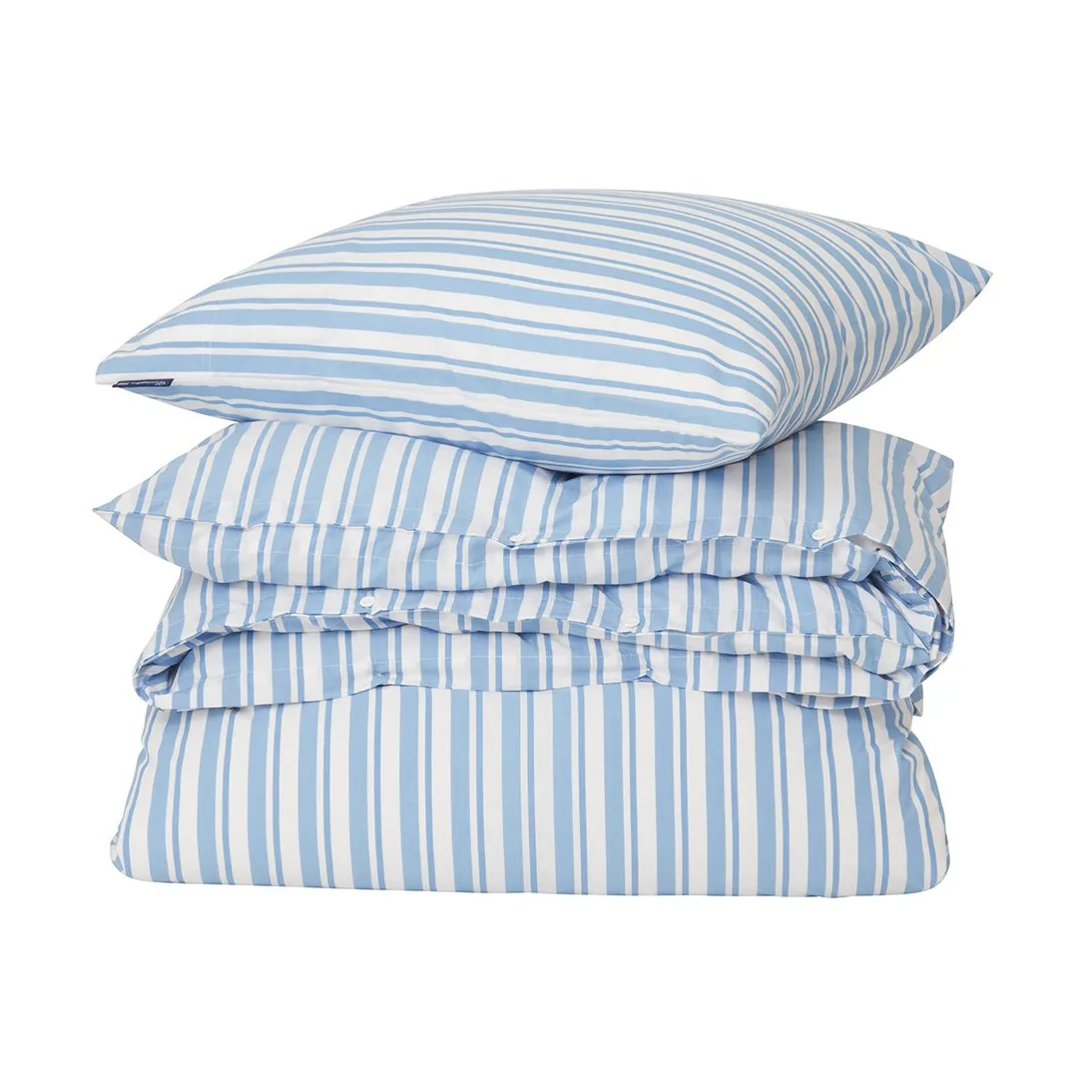 Jogo de cama Striped Cotton Poplin, White-Blue, 1 örngott Lexington