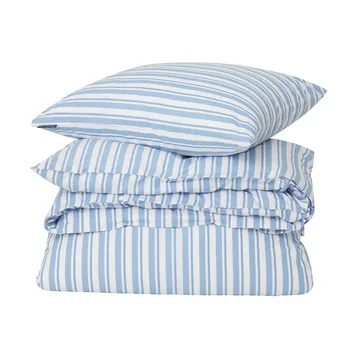 Jogo de cama Striped Cotton Poplin - White-Blue, 1 örngott - Lexington