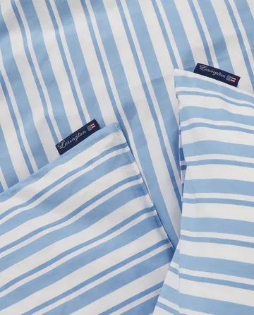 Jogo de cama Striped Cotton Poplin - White-Blue, 1 örngott - Lexington