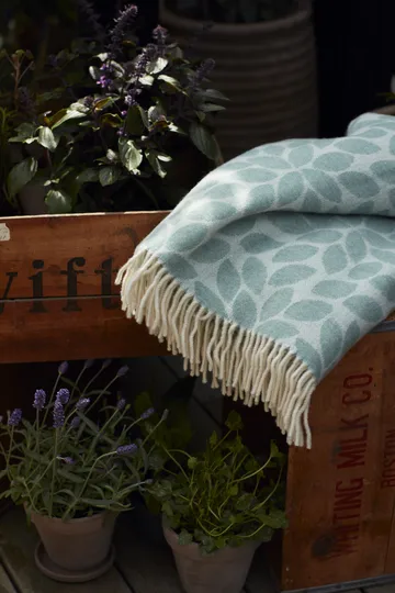 Leaves Recycled Wool Jacquard manta de lã 130x170 cm - Verde - Lexington