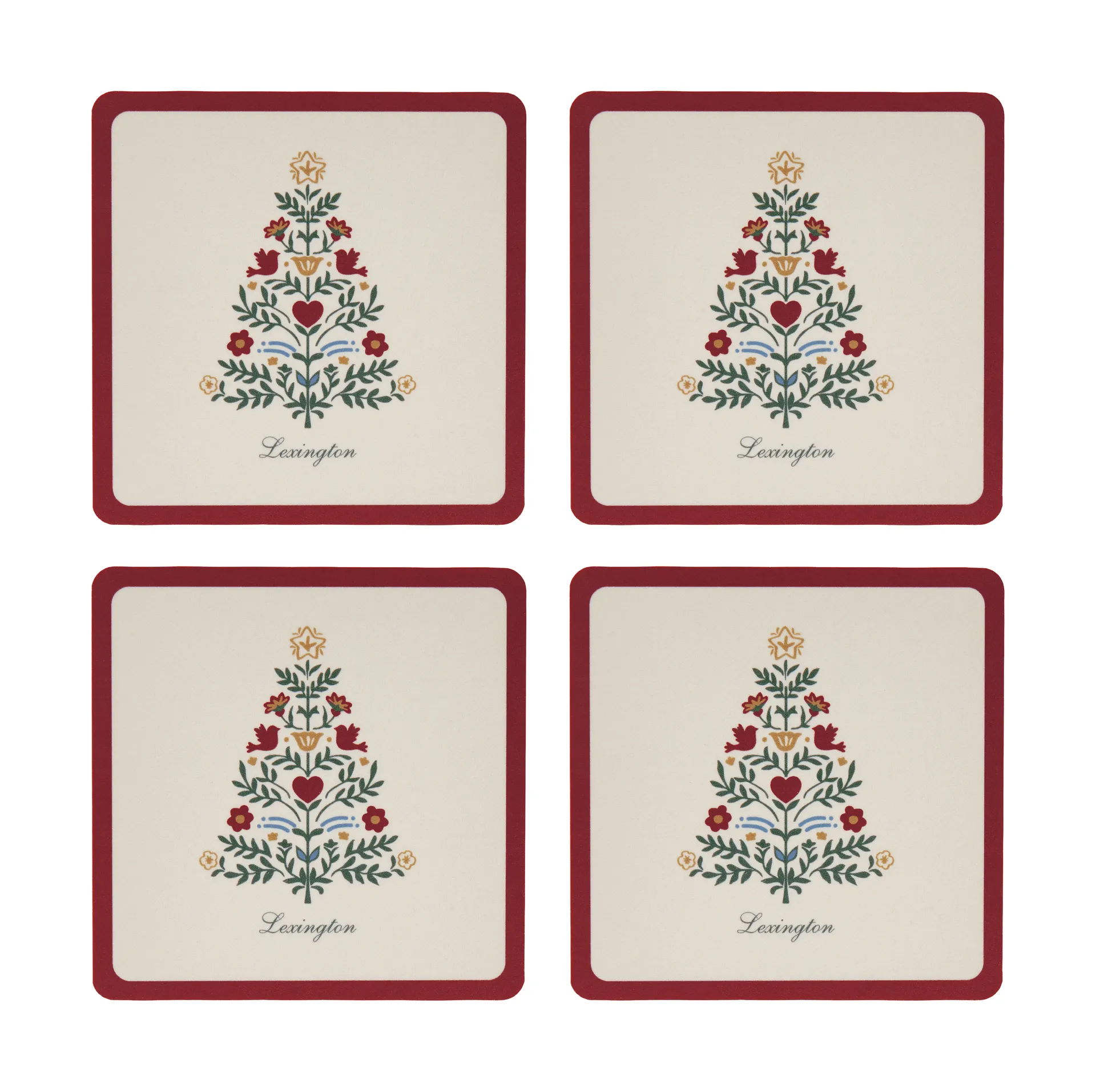 Lexington bases de copos laminadas, Vermelho-claro bege, 9x9 cm, conjunto de 4 Lexington