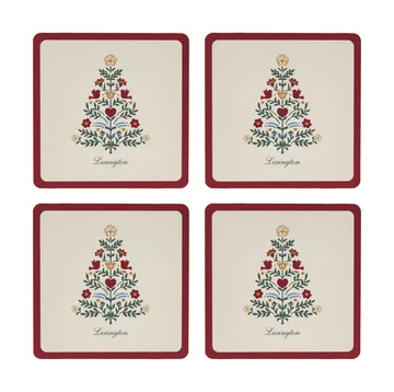 Lexington bases de copos laminadas - Vermelho-claro bege, 9x9 cm, conjunto de 4 - Lexington