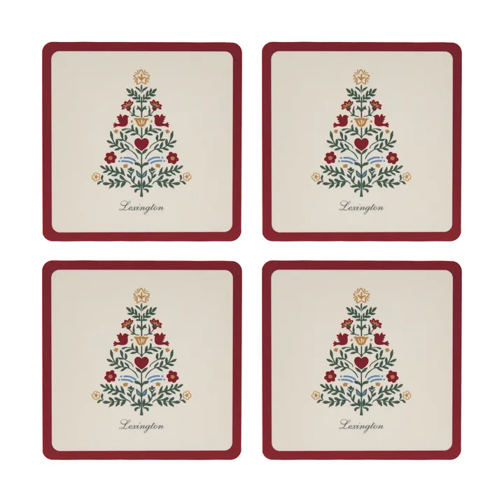 Lexington bases de copos laminadas - Vermelho-claro bege, 9x9 cm, conjunto de 4 - Lexington