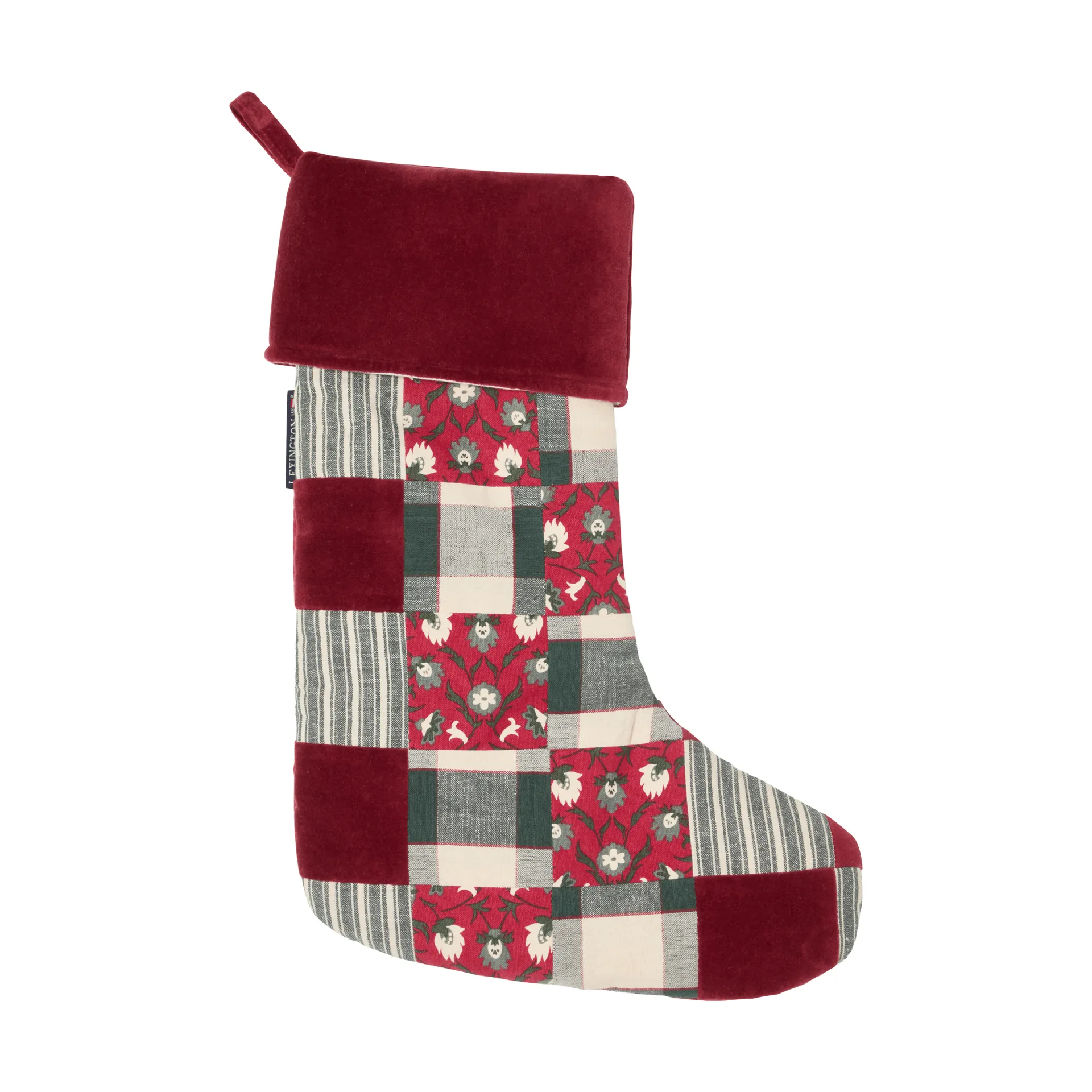 Lexington meia de Natal patchwork, Red-multi, 45 cm Lexington