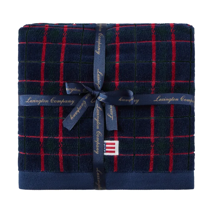 Lexington toalha aos quadrados 2‑pack - Navy-green, 50x70 cm - Lexington