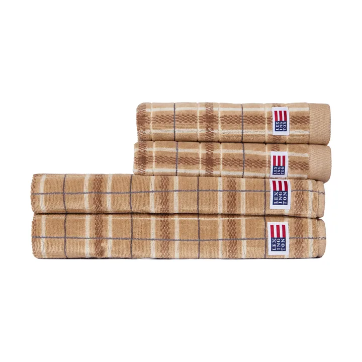 Lexington toalhas aos quadrados, 4 peças - Beige-gray, 2 unid. 50x70 cm, 2 unid. 70x30 cm - Lexington