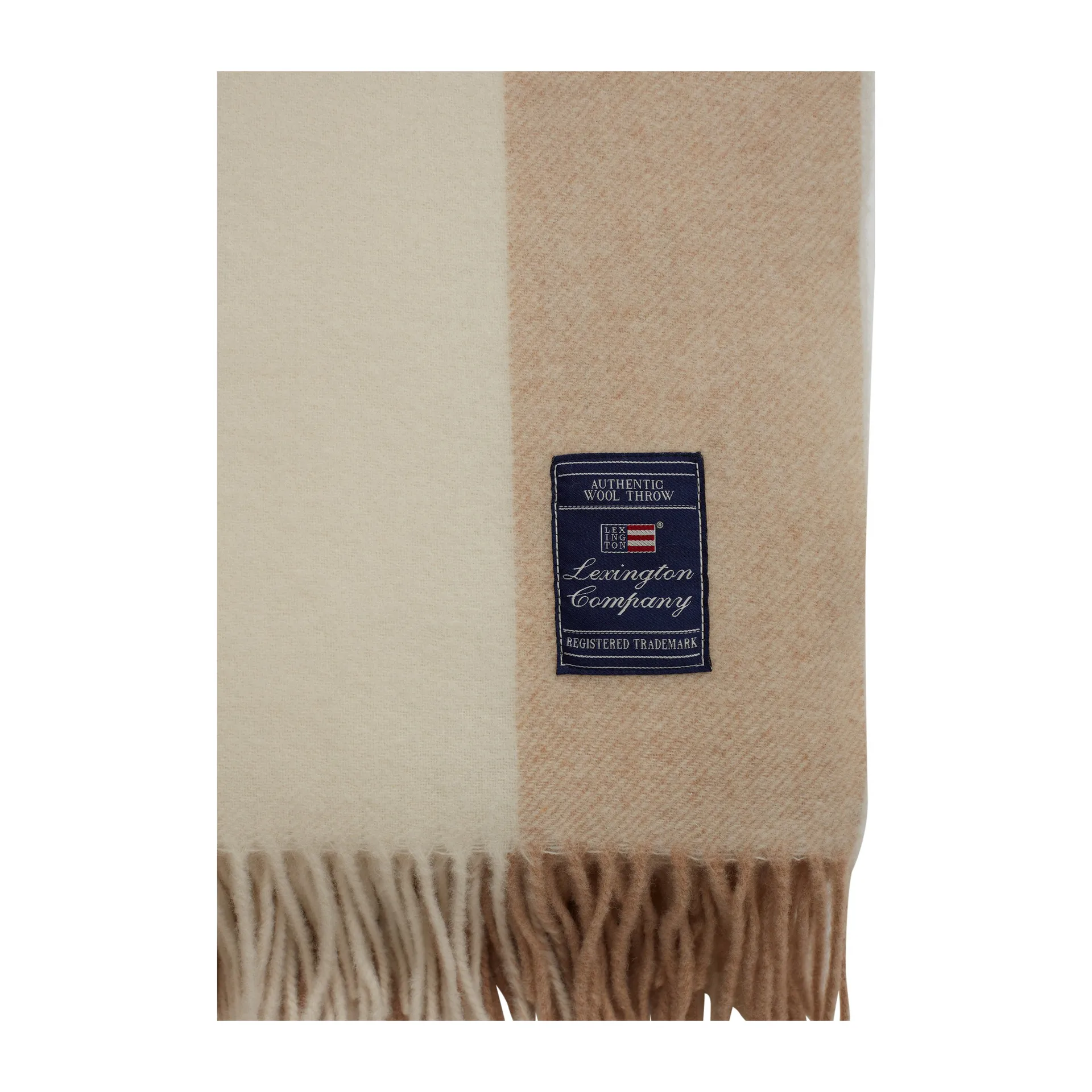 Manta às riscas de lã reciclada Block 130x170 cm, Oat-White Lexington