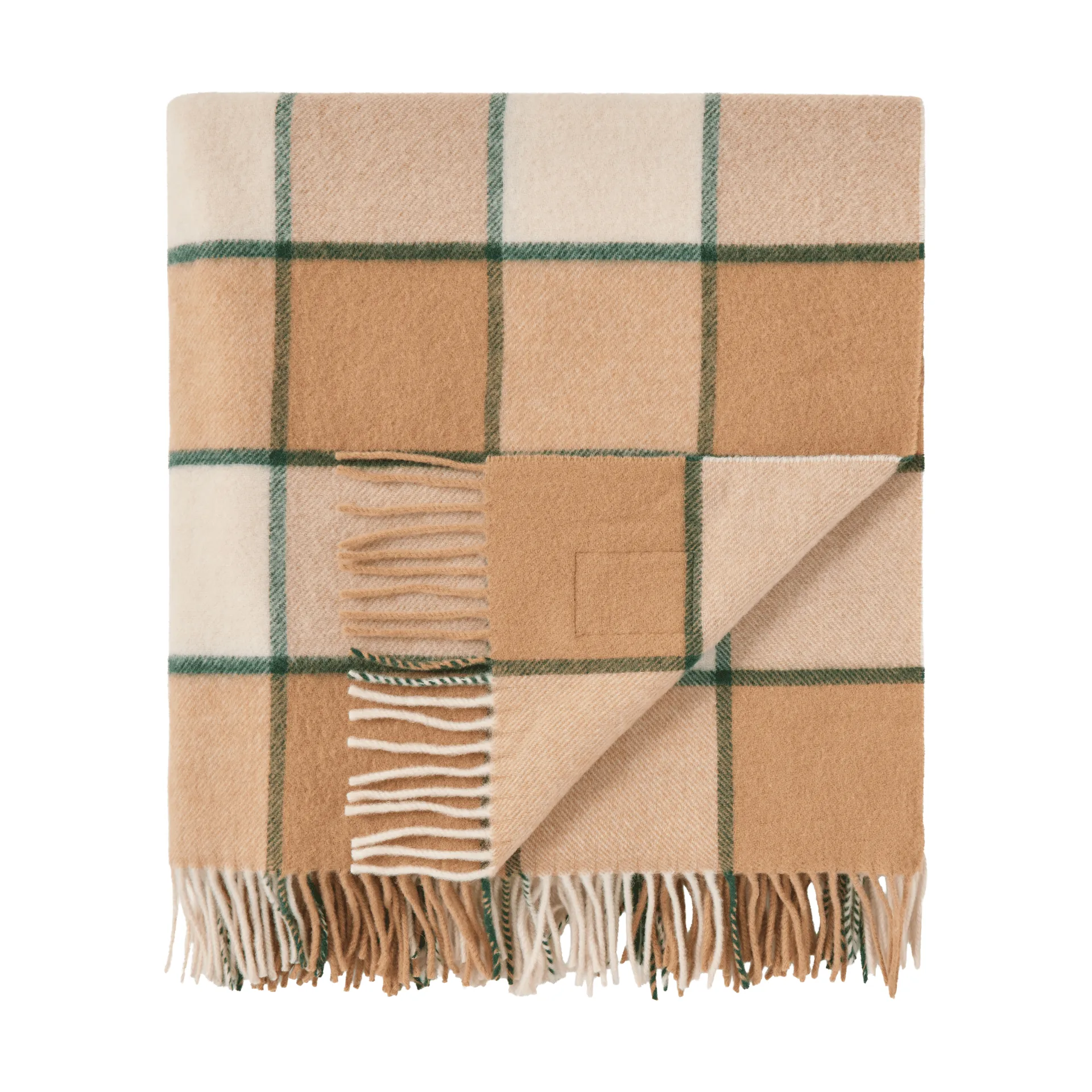 Manta Checked Recycled Wool 130x170 cm, Bege-Light beige-verde Lexington
