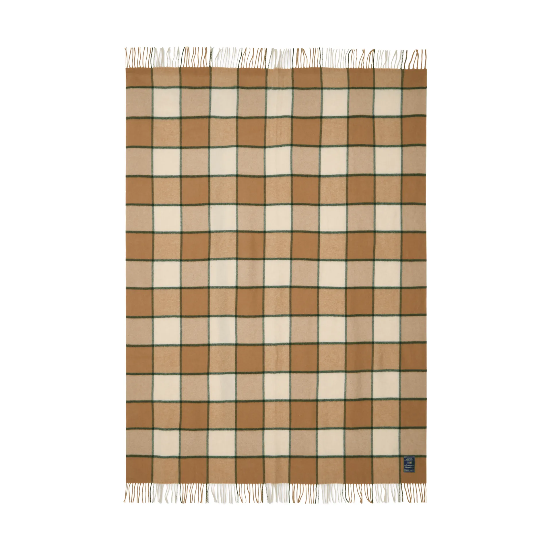 Manta Checked Recycled Wool 130x170 cm, Bege-Light beige-verde Lexington