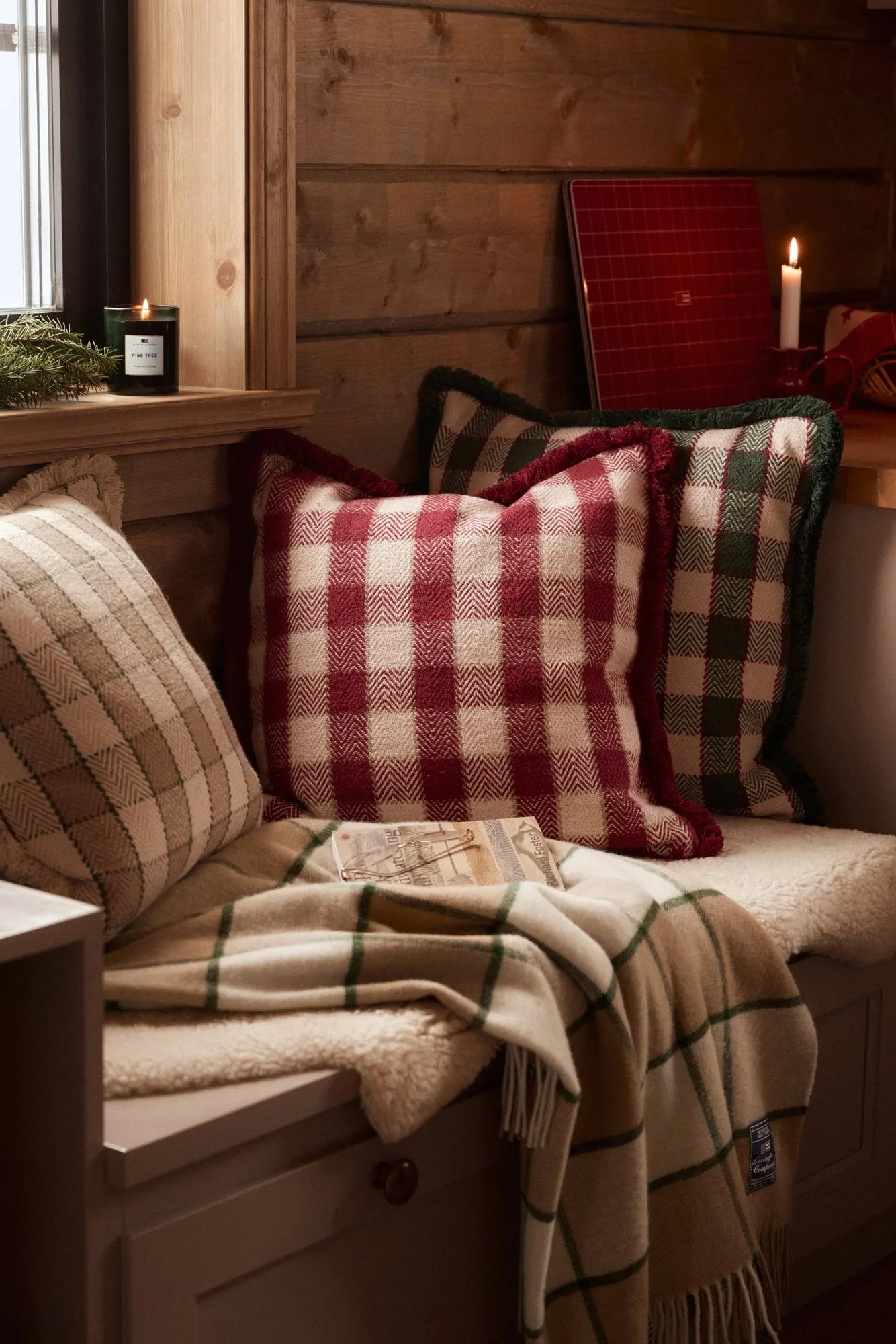Manta Checked Recycled Wool 130x170 cm, Bege-Light beige-verde Lexington
