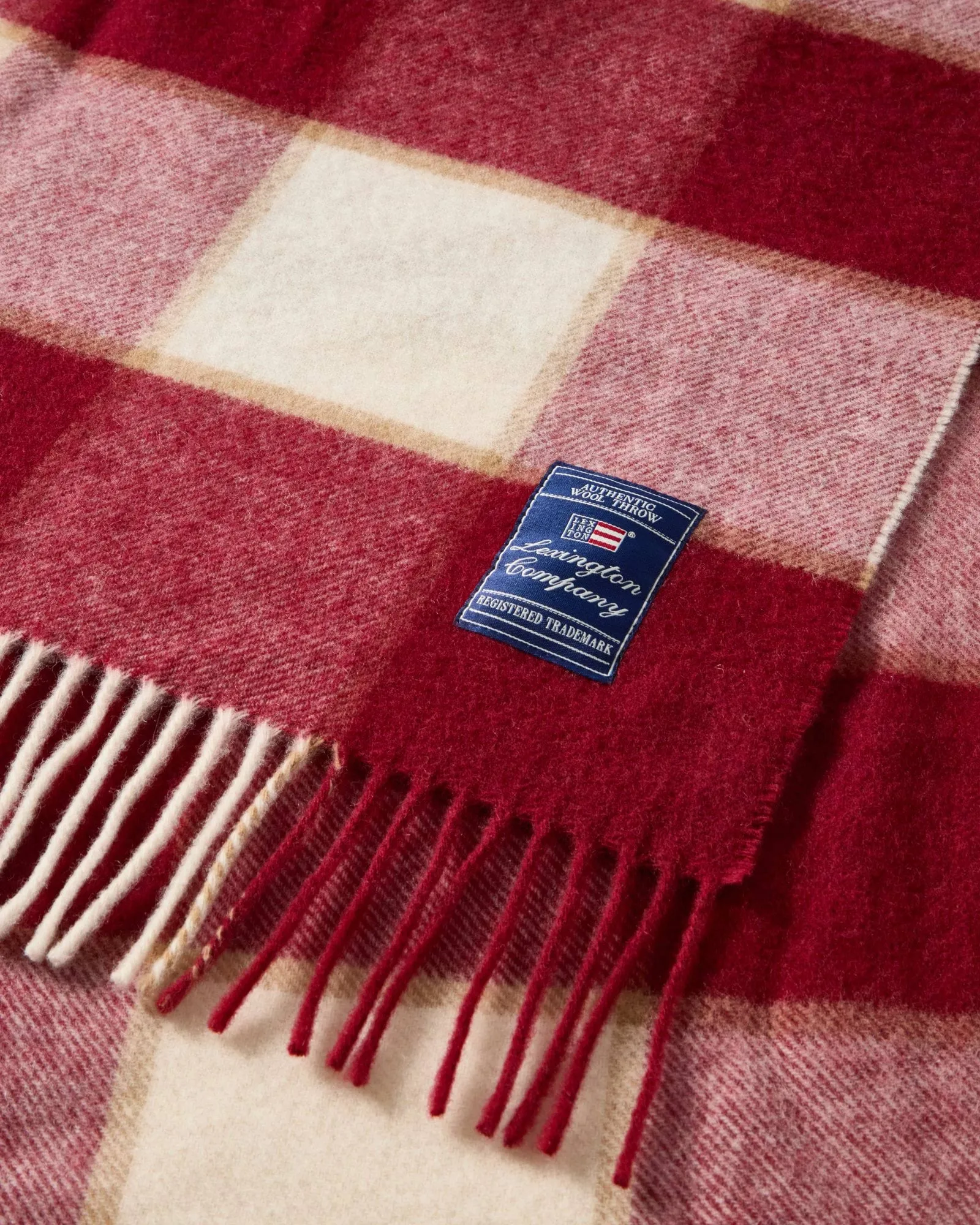 Manta Checked Recycled Wool 130x170 cm, Red-Light bege-bege Lexington