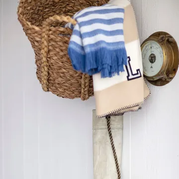 Manta de algodão reciclado Striped 130x170 cm - Blue-white - Lexington