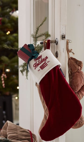 Meias de Natal de veludo e algodão Happy Holidays Organic  - vermelho-branco  - Lexington
