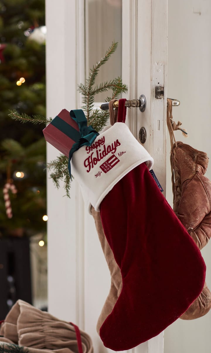 Meias de Natal de veludo e algodão Happy Holidays Organic , vermelho-branco  Lexington