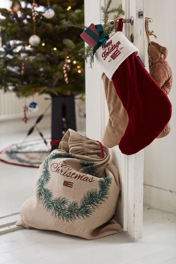 Meias de Natal de veludo e algodão Happy Holidays Organic  - vermelho-branco  - Lexington