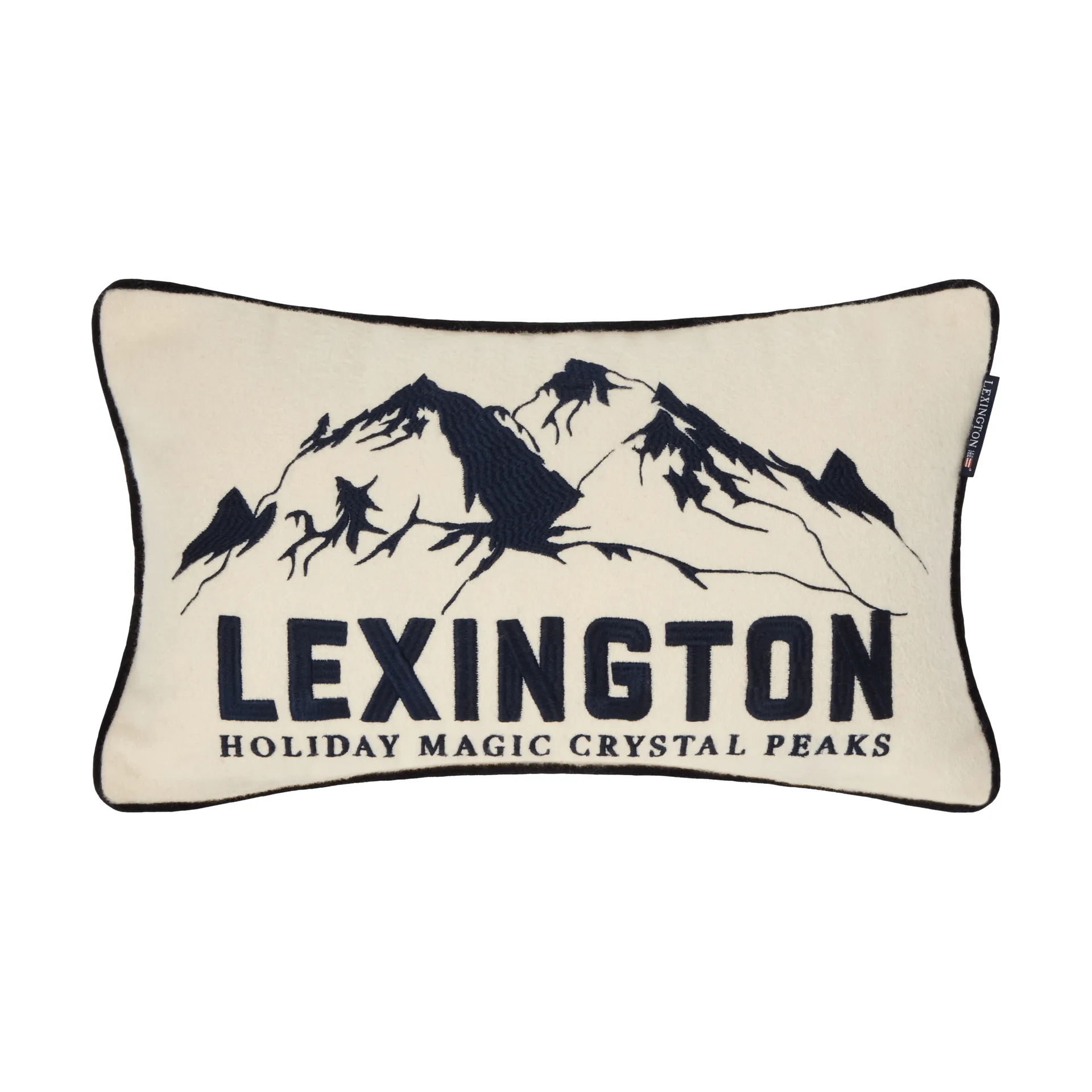 Mountains Logo almofada decorativa em mistura de lã, White-navy, 50x30 cm Lexington