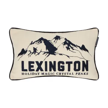 Mountains Logo almofada decorativa em mistura de lã - White-navy, 50x30 cm - Lexington