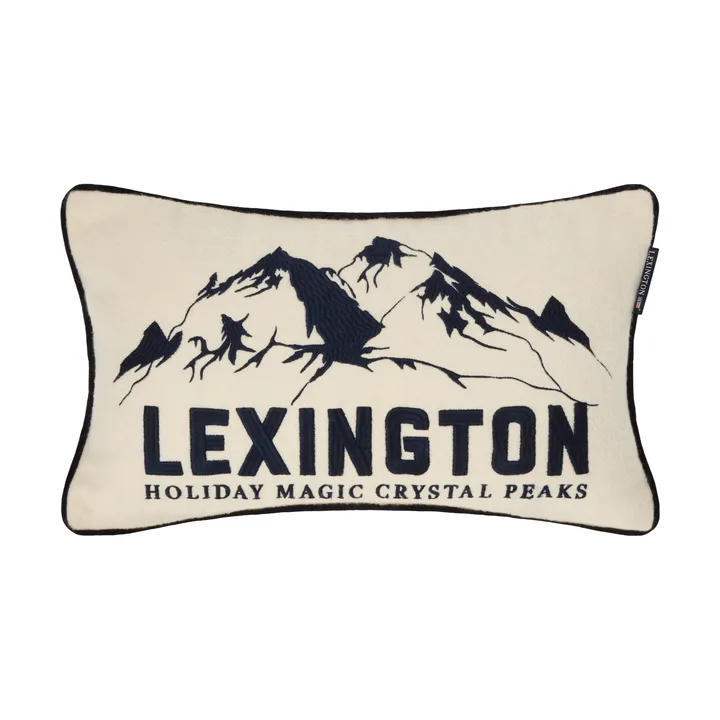 Mountains Logo almofada decorativa em mistura de lã - White-navy, 50x30 cm - Lexington