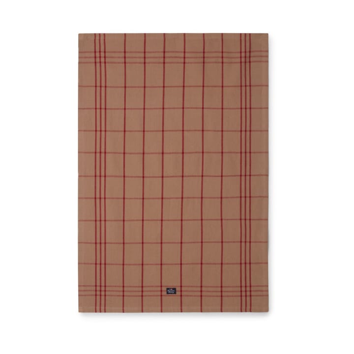 Pano de cozinha Algodão Orgânico Checked Oxford 50x70 cm, bege-vermelho Lexington