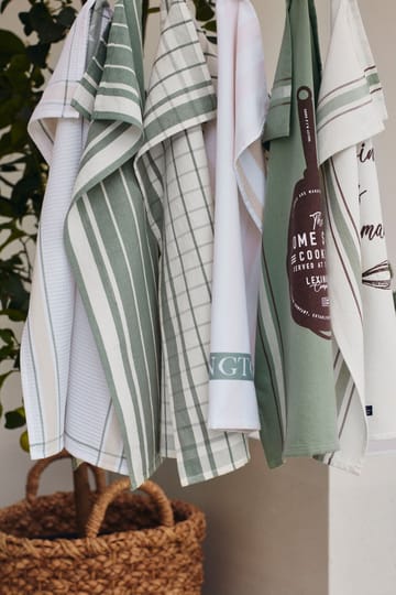 Pano de cozinha Cotton Terry Logo 50x70 cm  - Light beige-white-green - Lexington