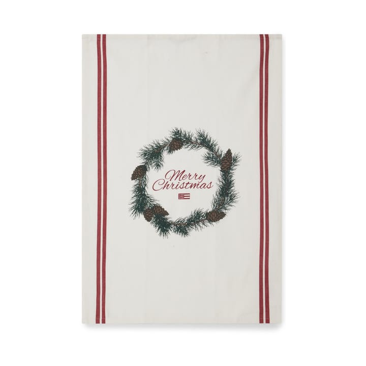 Pano de cozinha de algodão Merry Christmas Org50x70 cm, branco-vermelho-verde Lexington