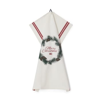 Pano de cozinha de algodão Merry Christmas Org50x70 cm - branco-vermelho-verde - Lexington