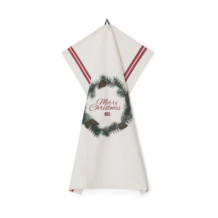 Pano de cozinha de algodão Merry Christmas Org50x70 cm, branco-vermelho-verde Lexington