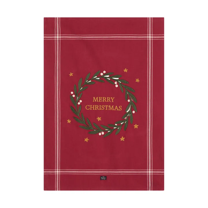 Pano de cozinha de algodão Merry Christmas Org50x70 cm - Red-Light bege - Lexington