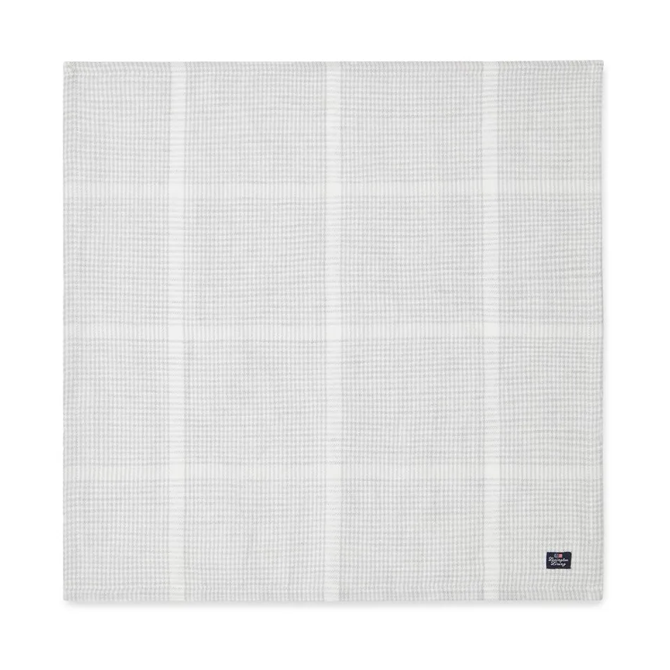 Pepita Check Cotton Linen guardanapo de tecido 50x50 cm, Branco-cinzento claro Lexington