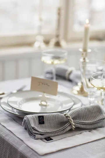 Pepita Check Cotton Linen guardanapo de tecido 50x50 cm - Branco-cinzento claro - Lexington