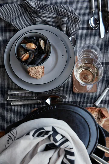 Pepita Check Cotton Linen guardanapo de tecido 50x50 cm - Dark gray-beige - Lexington