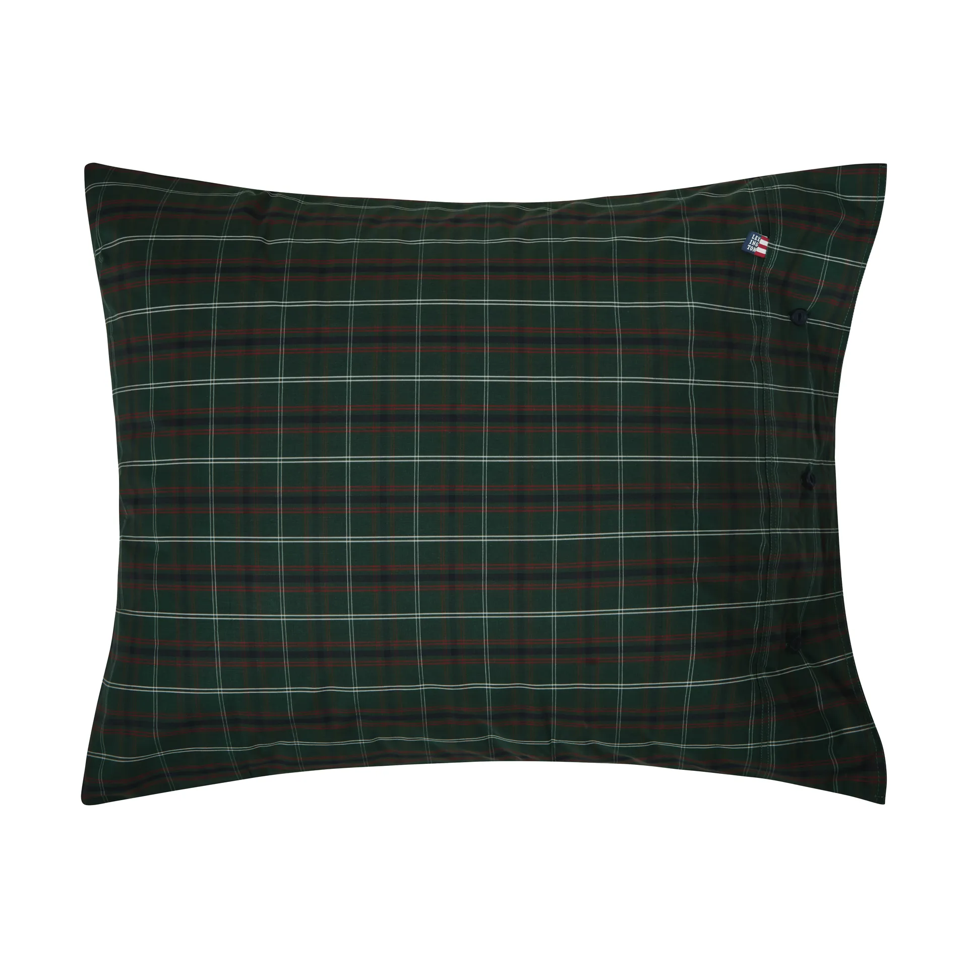 Percal de algodão aos quadrados fronha, Green-navy, 50x60 cm Lexington