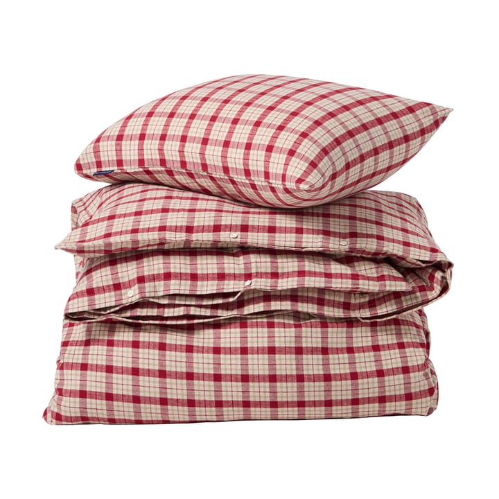 Red-beige Checked roupa de cama em flanela de algodão 2 peças - 50x60 cm, 150x210 cm - Lexington