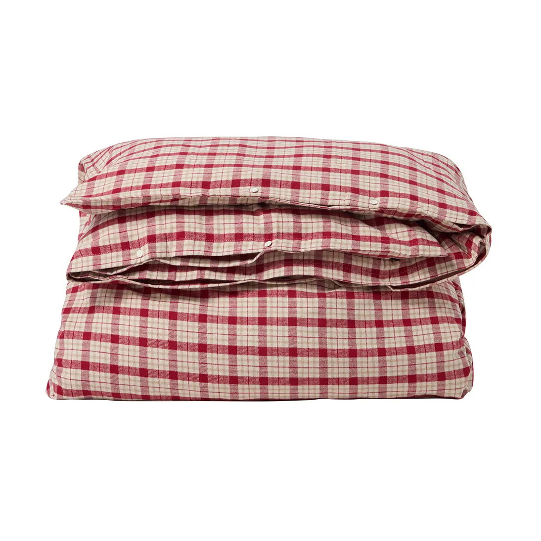 Red-beige Checked roupa de cama em flanela de algodão 2 peças, 50x60 cm, 150x210 cm Lexington