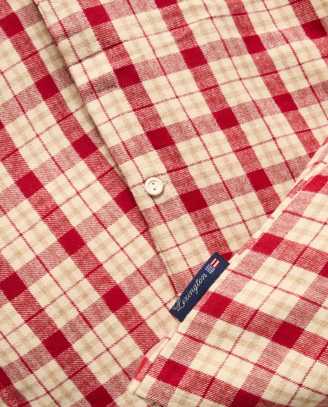 Red-beige Checked roupa de cama em flanela de algodão 2 peças, 50x60 cm, 150x210 cm Lexington