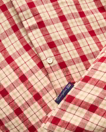 Red-beige Checked roupa de cama em flanela de algodão 2 peças - 50x60 cm, 150x210 cm - Lexington