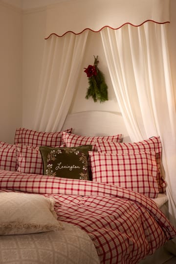 Red-beige Checked roupa de cama em flanela de algodão 2 peças - 50x60 cm, 150x210 cm - Lexington