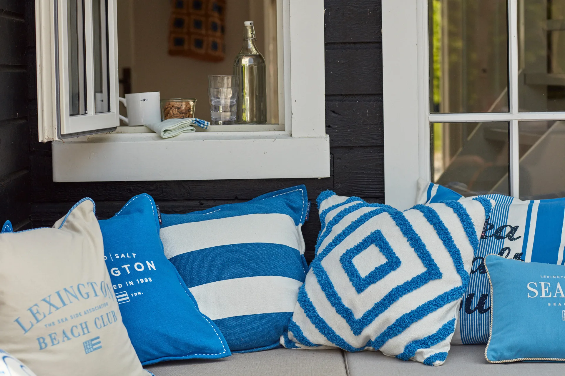 Rug Graphic Canvase fronha 50x50 cm, Azul-branco Lexington