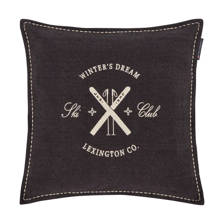 Ski Club fronha de almofada de algodão biológico - Navy-bege claro, 50x50 cm - Lexington