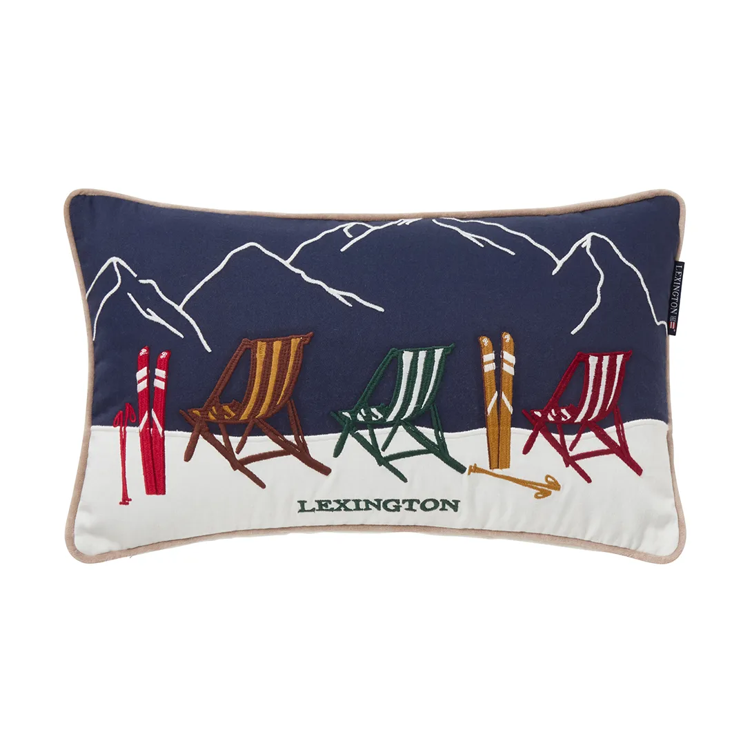 Ski resort ekologisk almofada em algodão twill 30x50 cm, Branco-Azul escuro Lexington