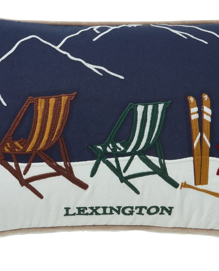 Ski resort ekologisk almofada em algodão twill 30x50 cm, Branco-Azul escuro Lexington