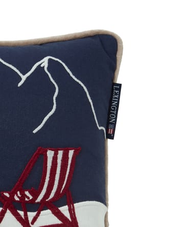Ski resort ekologisk almofada em algodão twill 30x50 cm - Branco-Azul escuro - Lexington