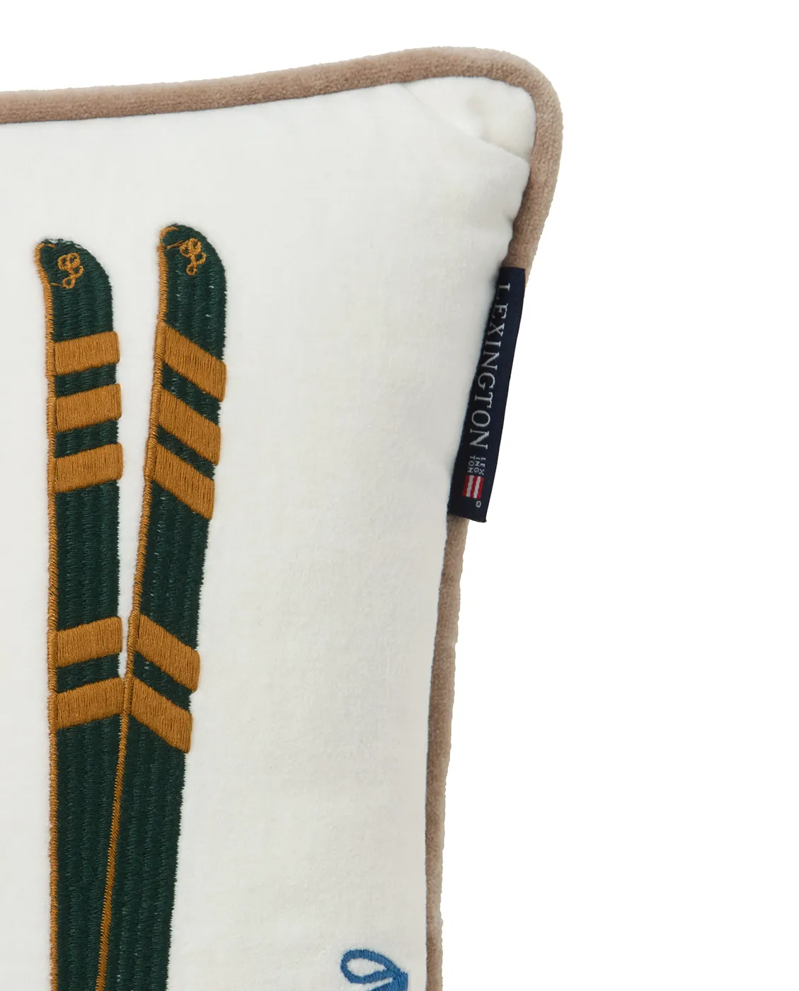 Skis and Poles eko. almofada em algodão veludo 30x40 cm, Branco-multi Lexington