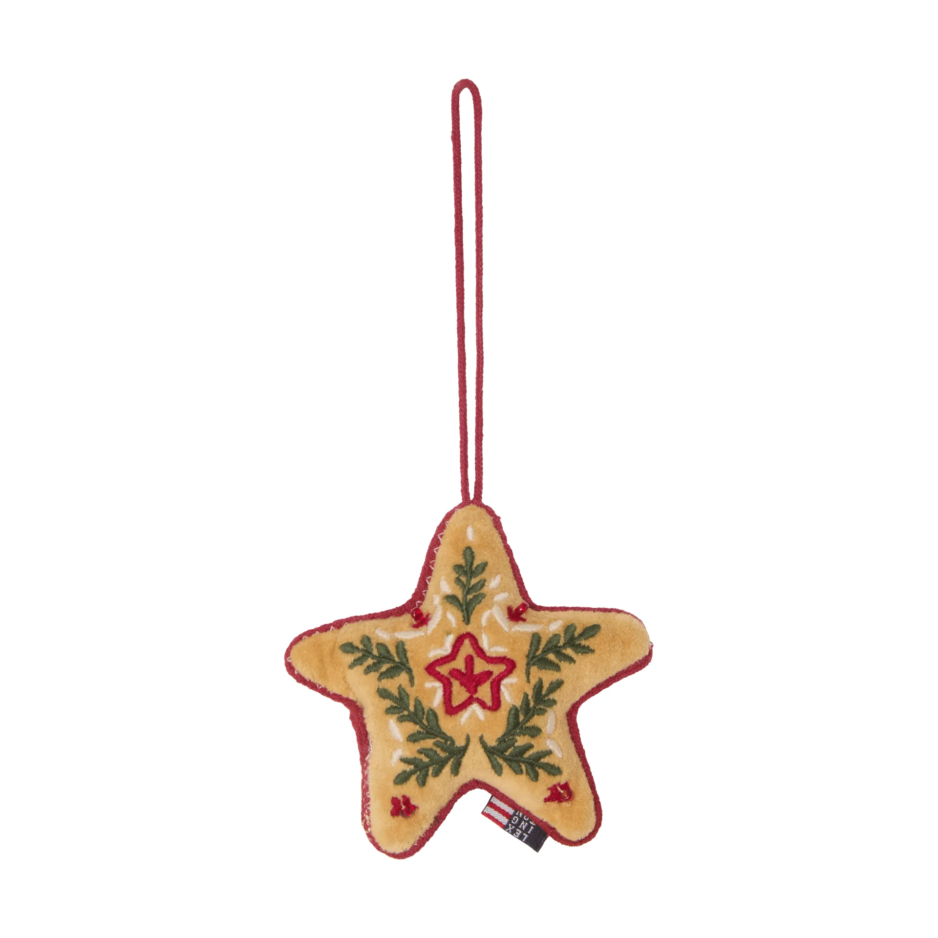 Star enfeite de Natal de veludo de algodão orgânico, Multicolor, 10x11x3 cm Lexington